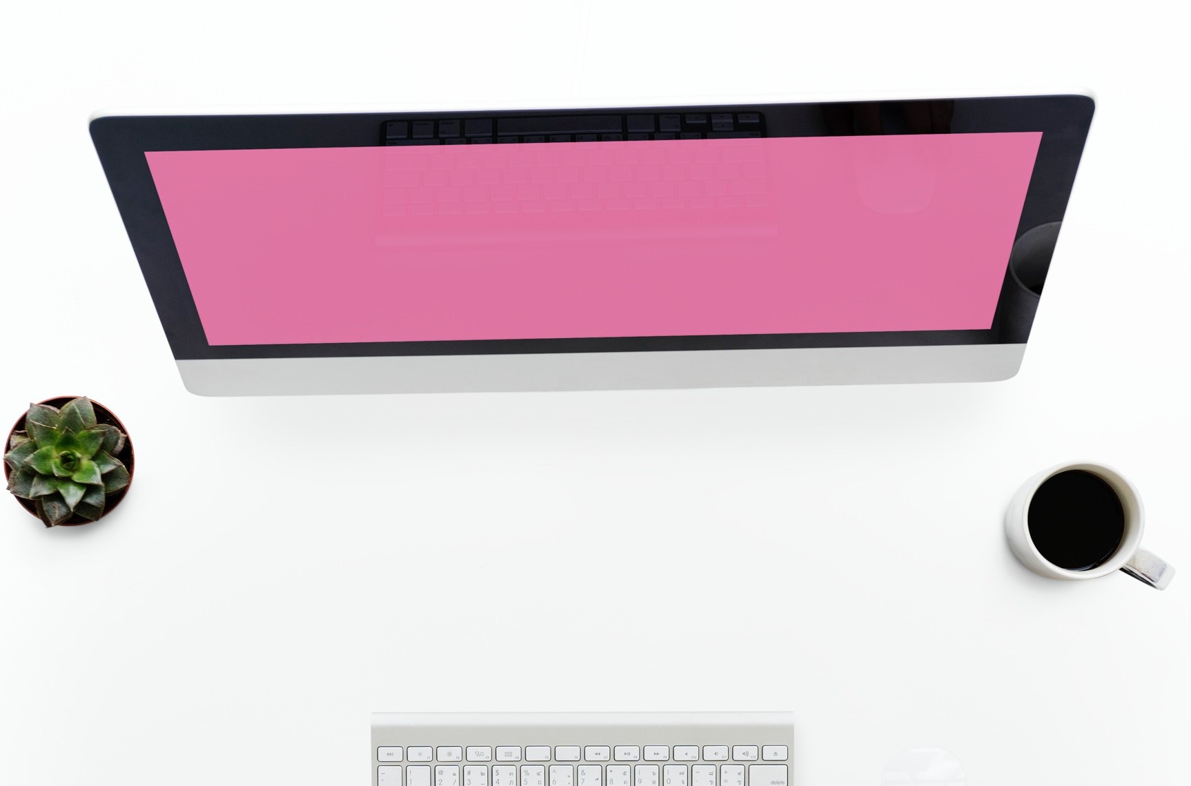 Pink screen and keyboard